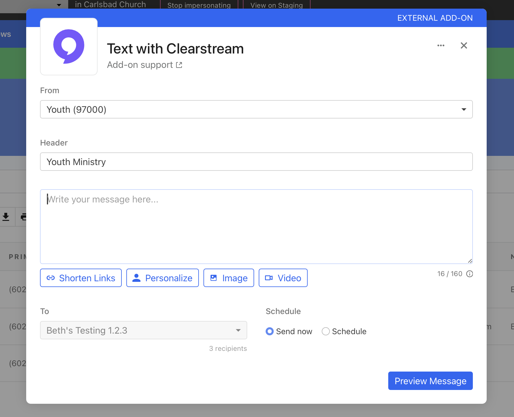 Clearstream add-on example